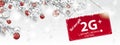 2G Plus Frozen Twigs Sun Glitter Deco Red Baubles Snowfall Header Royalty Free Stock Photo