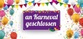 Karneval Geschlossen Colored Balloons Confetti Jester Cap