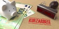 Stamp Kurzarbeit Piggy Bank Euro Notes