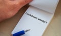 German text Lockdown wieder on paper sheet note. Coronavirus Royalty Free Stock Photo
