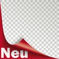 Neu Scrolled Corner Red Paper Cover Transparent