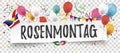 Rosenmontag Paper Banner Balloons Jesters Cap Transparent