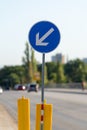 German traffic sign 222-10 bridge early autumn construction portrait