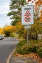 German traffic sign speedlimit 30 and caution school Royalty Free Stock Photo