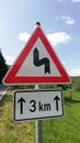 German traffic sign warning dangerous curves