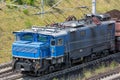 German train transporting brown coals from Hambach mine to power plant Royalty Free Stock Photo