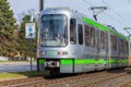 German tram from UESTRA drives to the next stop