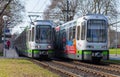 German tram from UESTRA drives to the next stop