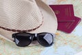 German travel passports and sunglasses