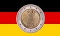 German two euro coin with flag of Germany Royalty Free Stock Photo