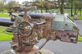 German U Boat deck gun at the Cenotaph in Bangor`s Ward Park on a dull morning in County Down Northern Ireland Royalty Free Stock Photo