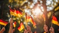 German unity day, people waving national German flag