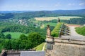 The German village of Hutten. Saxon Switzerland, Germany. View from the fortress Koenigstein. Fortress wall of the fortre