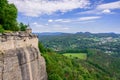 The German village of Hutten. Saxon Switzerland, Germany. View from the fortress Koenigstein. Fortress wall of the fortre