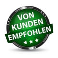 German Web Button - Translation: Recommended By Customers