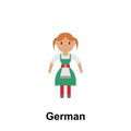 German, woman cartoon icon. Element of People around the world color icon. Premium quality graphic design icon. Signs and symbols
