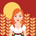 German woman in wheat cultivation