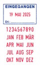 German word Eingegangen Received and dates ink stamps