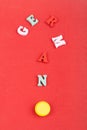 German word on red background composed from colorful abc alphabet block wooden letters, copy space for ad text. Learning Royalty Free Stock Photo