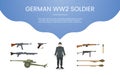 German ww2 soldier army concept theme for template banner or landing infographics - 