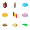 German yard icons set, isometric style