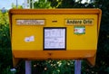 German yellow public mail box in DÃÂ¼sseldorf Royalty Free Stock Photo