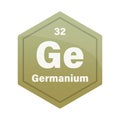 Germanium chemical element tile. Atomic number 32. Ge chemical sign. Olive brown Vector hexagon. Royalty Free Stock Photo