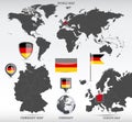 Germany administrative divisions map and Germany flags icon set