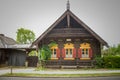 Germany, Alexandrowka Potsdam, house and stable are connected by a closed gate