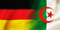 German,Algerian flag together.Germany,Algeria waving flag background
