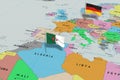 Germany and Algeria - pin flags on political map
