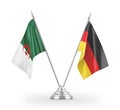 Germany and Algeria table flags isolated on white 3D rendering