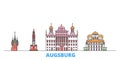 Germany, Augsburg line cityscape, flat vector. Travel city landmark, oultine illustration, line world icons