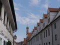 Germany, Augsburg , July 14.th 2018 9 o` clock 47 minutes, View of the roofs and the upper floors of the old residential building