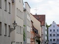 Germany, Augsburg , July 14.th 2018 9 o` clock 57 minutes, View of the upper floors of the old residential buildings from the