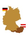 Germany and Austria maps and flags - Europe countries Royalty Free Stock Photo