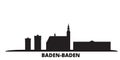 Germany, Baden Baden city skyline isolated vector illustration. Germany, Baden Baden travel black cityscape