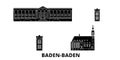 Germany, Baden Baden flat travel skyline set. Germany, Baden Baden black city vector illustration, symbol, travel sights