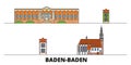 Germany, Baden Baden flat landmarks vector illustration. Germany, Baden Baden line city with famous travel sights