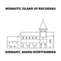 Germany, Baden-Wurttemberg, Monastic Island Of Reichenau line icon concept. Germany, Baden-Wurttemberg, Monastic Island