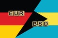 Germany and Bahamas currencies codes on national flags background