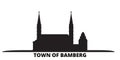 Germany, Bamberg city skyline isolated vector illustration. Germany, Bamberg travel black cityscape