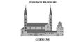 Germany, Bamberg city skyline isolated vector illustration, icons