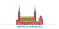 Germany, Bamberg line cityscape, flat vector. Travel city landmark, oultine illustration, line world icons