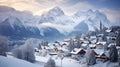 Germany, Bavaria, Berchtesgaden, Town and Watzmann in deep snow