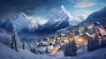Germany, Bavaria, Berchtesgaden, Town and Watzmann in deep snow