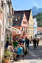 Germany Bavaria Romantic Road. Fussen. Outdoor restaurants and cafe