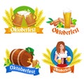 Germany beer festival oktoberfest, bavarian beer in glass mug, traditional party celebration, vector illustration