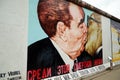 Germany. Berlin Wall in Berlin. Kiss of Brezhnev and Honecker. February 17, 2018