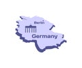 Germany, Berlin, Brandenburg Gate in Potsdam, map, graphic design. Country, attractions, travel, landmark and famous place, vector